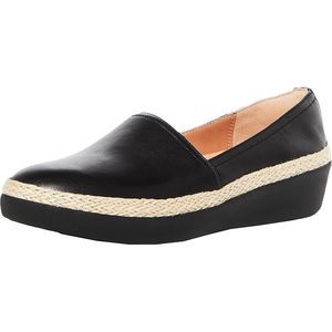 Fitflop Womens Casa Black Leather Slip On Espadrille Loafers Shoes NWOB